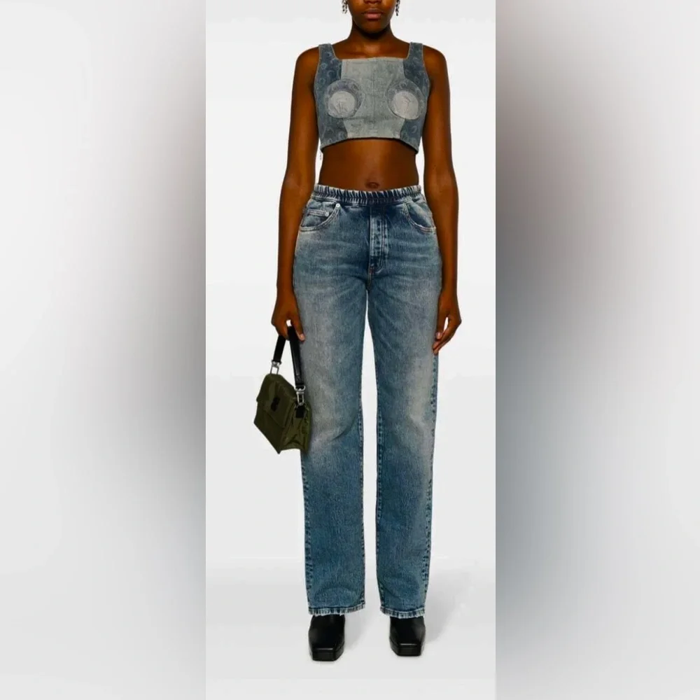 HERON PRESTON Elastic Band Jeans Ex-Ray Washed Indigo Size 32 - Picture 2 of 13